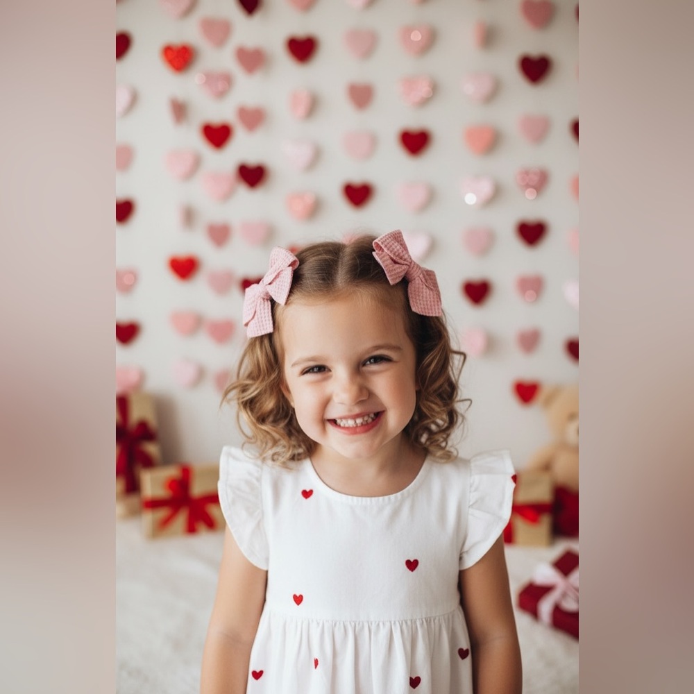 Waffle Mini light Pink Textured Hair Bows for Kids